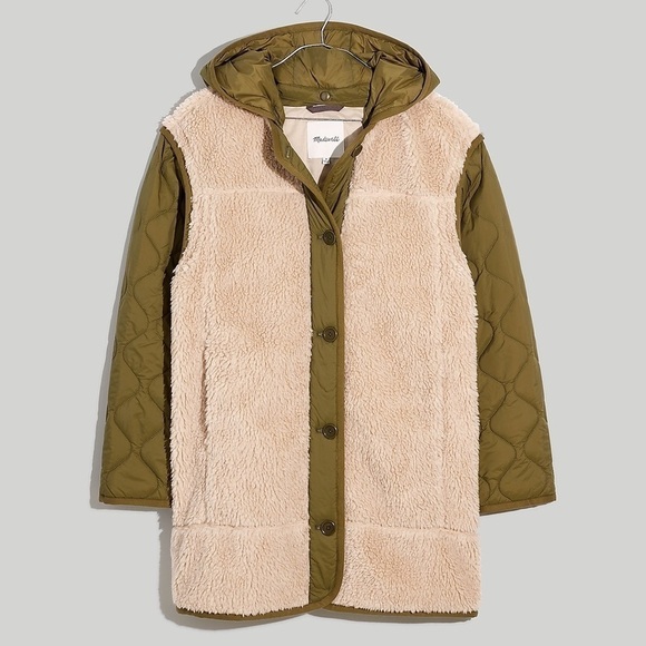 J Crew Convertible Quilted Faux-Shearling Jacket NG662